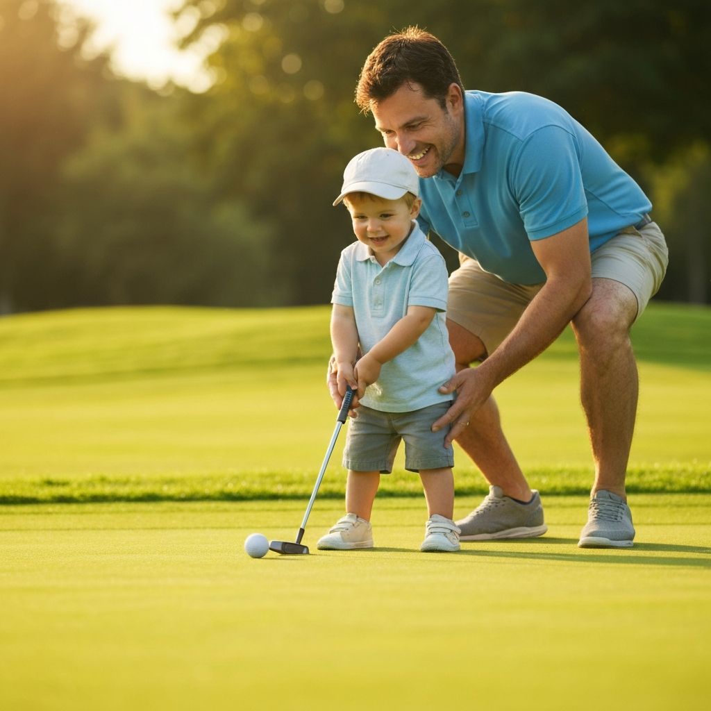 Family playing golf together